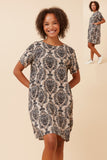 CKM - SHORT SLEEVE PRINTED DRESS