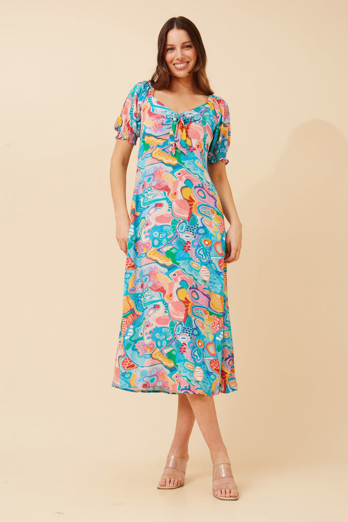 CKM - ABSTRACT PRINT MIDI DRESS