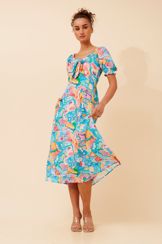 CKM - ABSTRACT PRINT MIDI DRESS
