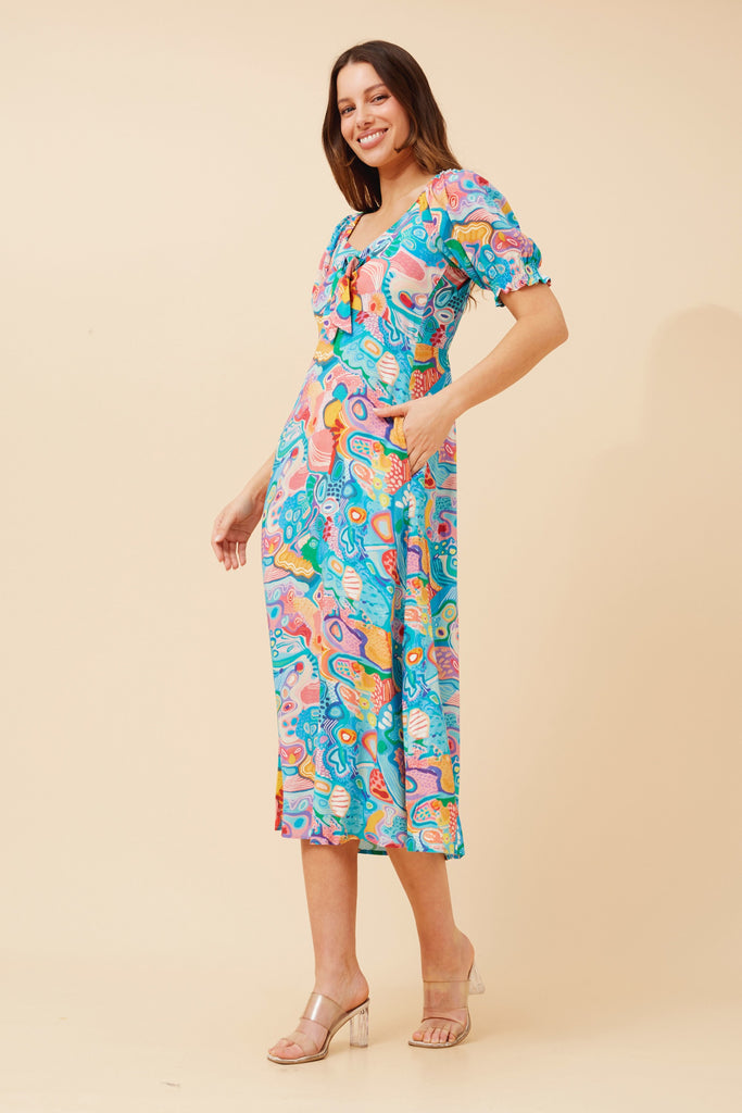 CKM - ABSTRACT PRINT MIDI DRESS