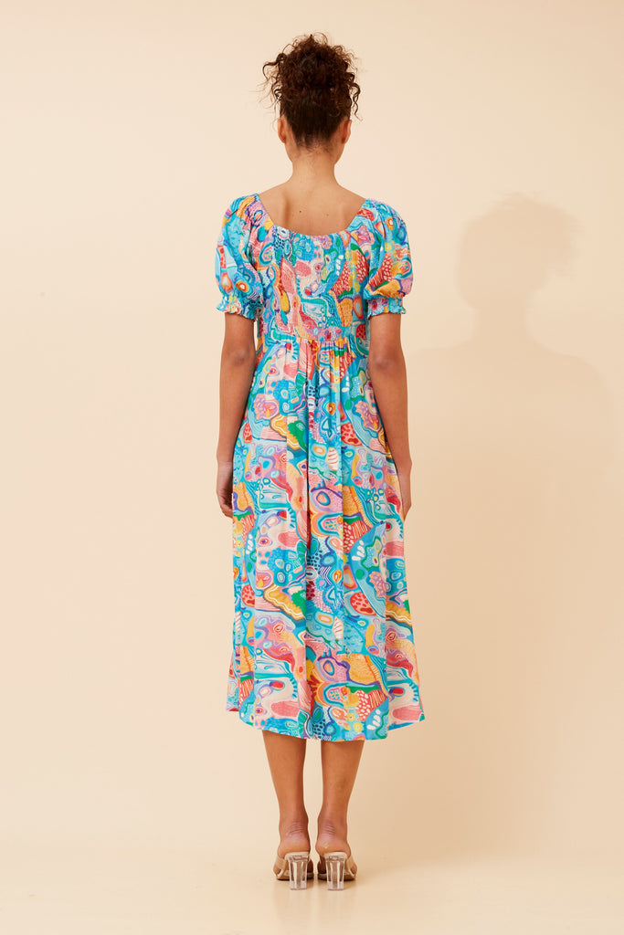 CKM - ABSTRACT PRINT MIDI DRESS