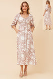 CKM - ELBOW LENGTH TIE SLEEVE MAXI DRESS