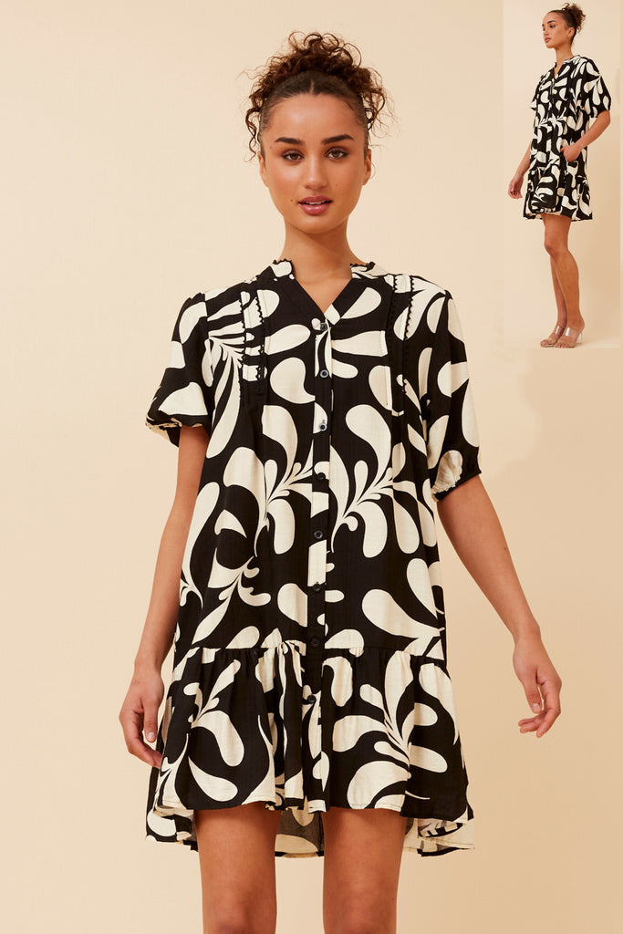 CKM - BUTTON THROUGH LACE TRIM DRESS