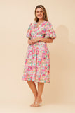 CKM - PUFF SLEEVE TIERED MIDI DRESS