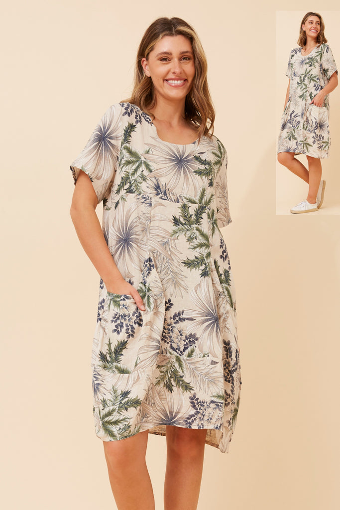 CKM - SHORT SLEEVE PRINTED DRESS