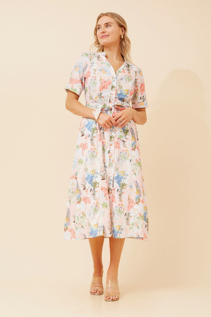 CKM - SHORT SLEEVE PRINTED DRESS