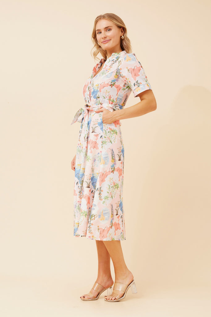 CKM - SHORT SLEEVE PRINTED DRESS