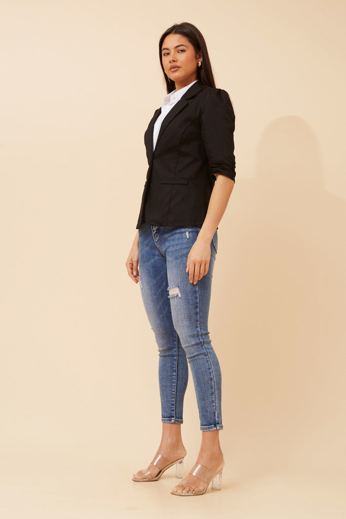 CKM - 3/4 RUCHED SLEEVE BLAZER