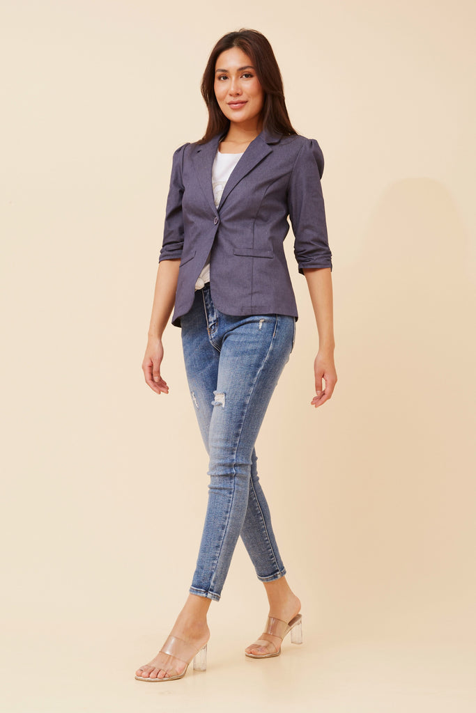 CKM - 3/4 RUCHED SLEEVE BLAZER