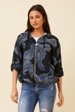 CKM - 3/4 SLEEVE PAISLEY PRINTED HOODY JACKET