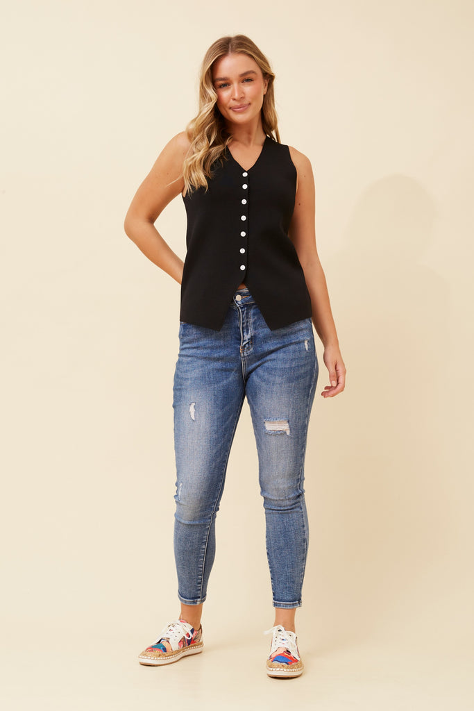 CKM - KNITTED VEST WITH SHELL DRESS