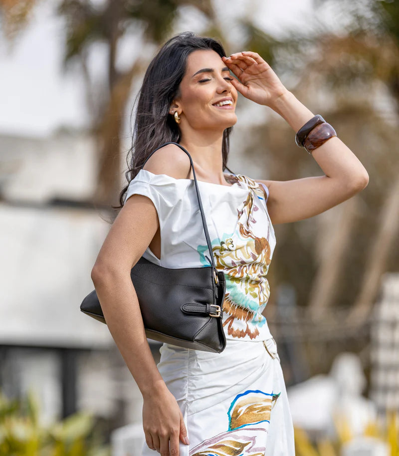 BLACK CAVIAR - MESSINA EAST WEST SHOULDER BAG