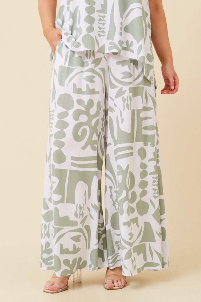 CKM - LONG WIDE LEG ABSTRACT PRINT PANT