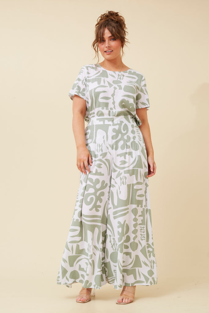 CKM - LONG WIDE LEG ABSTRACT PRINT PANT