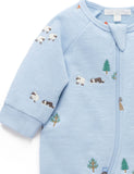 PUREBABY - EMBROIDERED FLEECE GROWSUIT