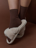 ANGELS WHISPER - MOCHA RIB CREW SOCKS