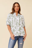 CKM - SHORT PUFF SLEEVE PRINTED BLOUSE