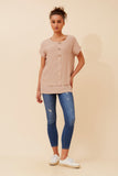 CKM - CAP SLEEVE TOP WITH FRONT BUTTON DETAIL