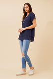 CKM - CAP SLEEVE TOP WITH FRONT BUTTON DETAIL