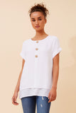 CKM - CAP SLEEVE TOP WITH FRONT BUTTON DETAIL