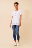 CKM - CAP SLEEVE TOP WITH FRONT BUTTON DETAIL