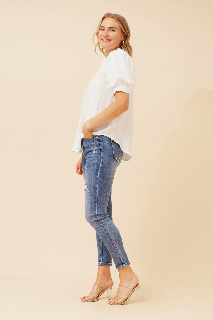 CKM - SHORT PUFF SLEEVE BLOUSE