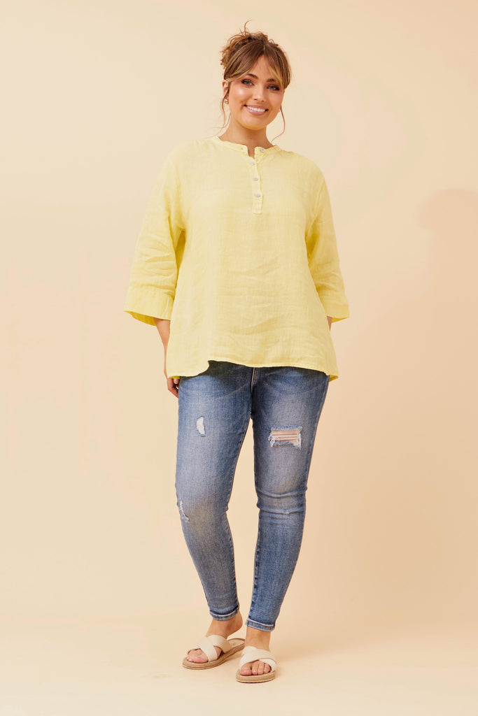 CKM - 3/4 SLEEVE SOLID BUTTON TOP