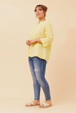 CKM - 3/4 SLEEVE SOLID BUTTON TOP