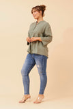 CKM - 3/4 SLEEVE SOLID BUTTON TOP