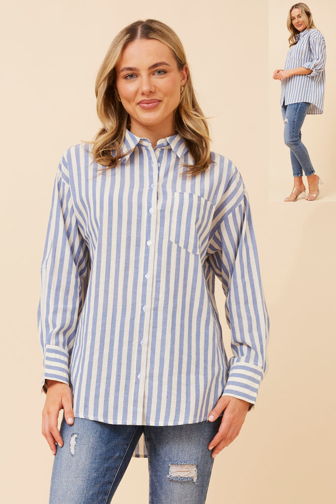 CKM - LONG SLEEVE STRIPE PRINTED SHIRT