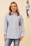 CKM - LONG SLEEVE STRIPE PRINTED SHIRT