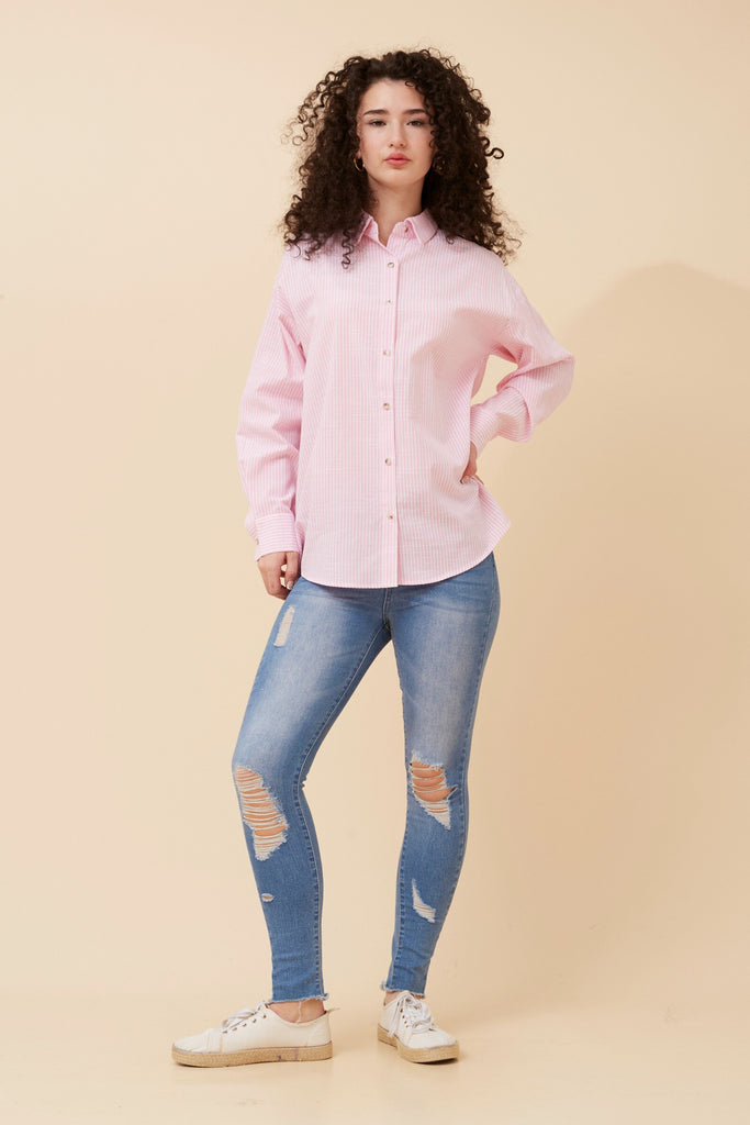 CKM - LONG SLEEVE STRIPE PRINT SHIRT