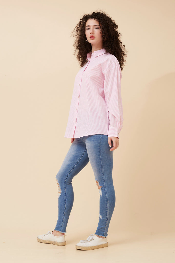 CKM - LONG SLEEVE STRIPE PRINT SHIRT