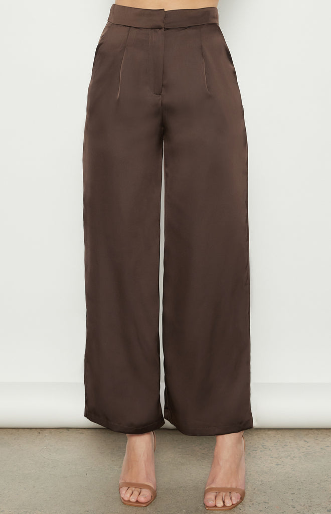 WINNIE & CO - HIGH WAISTED SATIN WIDE LEG PANT
