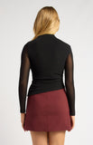 STYLE STATE - ASYMMETRIC NECKLINE AND HE4M TEXTURED MESH TOP