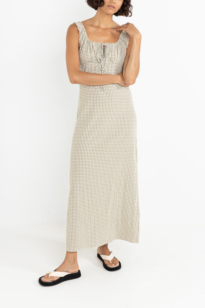 RHYTHM - LOLA CHECK MAXI DRESS