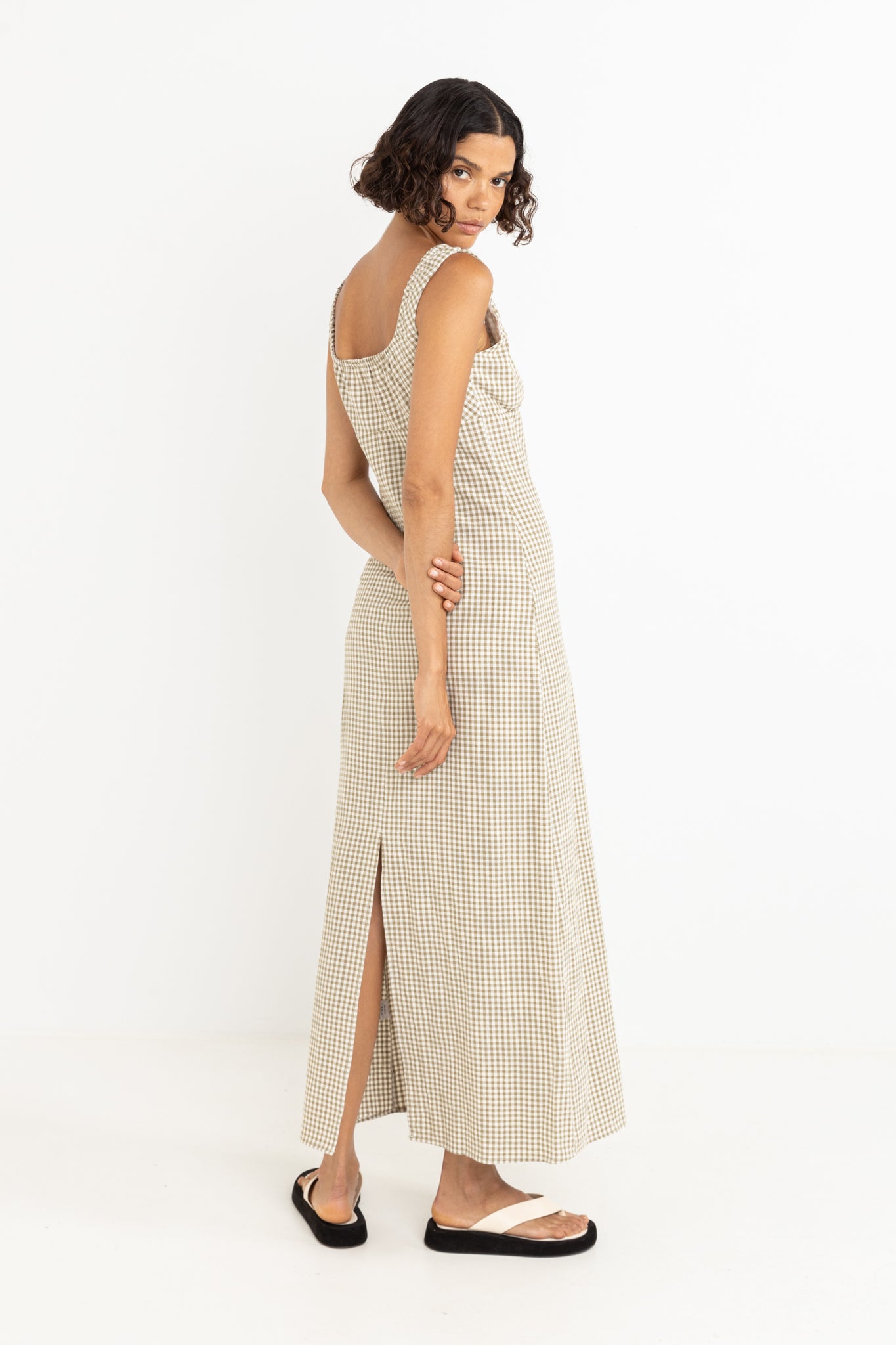 RHYTHM - LOLA CHECK MAXI DRESS