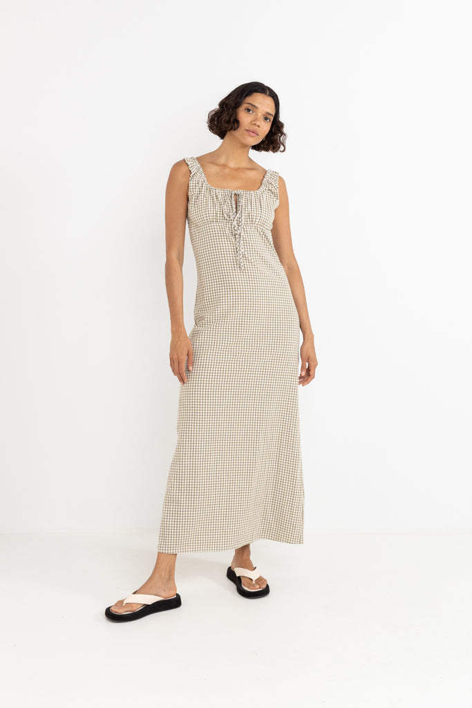 RHYTHM - LOLA CHECK MAXI DRESS