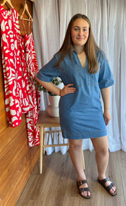 MUTIG - COLLARED DENIM DRESS