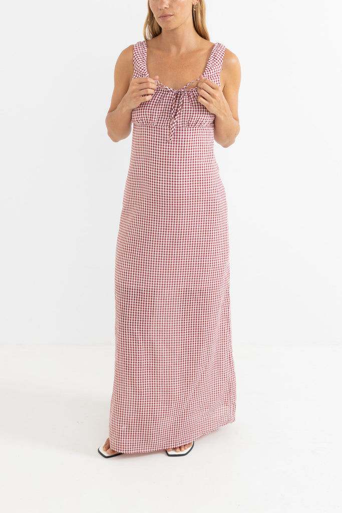 RHYTHM - LOLA CHECK MAXI DRESS