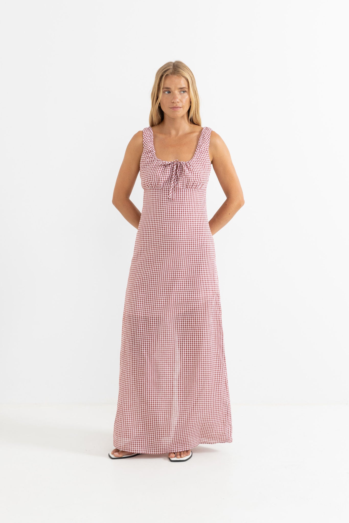 RHYTHM - LOLA CHECK MAXI DRESS