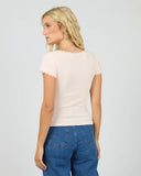 ALL ABOUT EVE - WASHED RIB LACE SCOOP NECK TEE