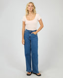 ALL ABOUT EVE - WASHED RIB LACE SCOOP NECK TEE