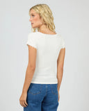 ALL ABOUT EVE - WASHED RIB LACE SCOOP NECK TEE