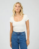 ALL ABOUT EVE - WASHED RIB LACE SCOOP NECK TEE