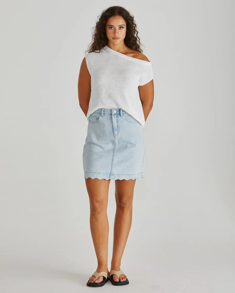 SASS - VALE SCALLOPED DENIM SKIRT