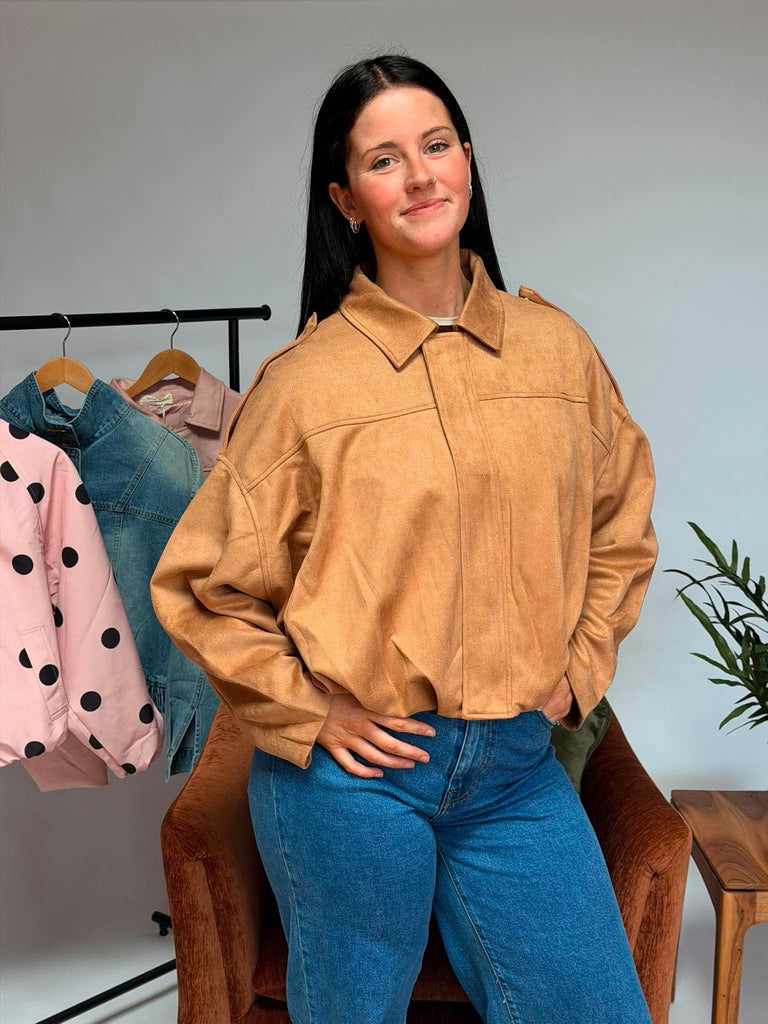 SMAIBULUN - SUEDE GATHER HEM BOMBER JACKET
