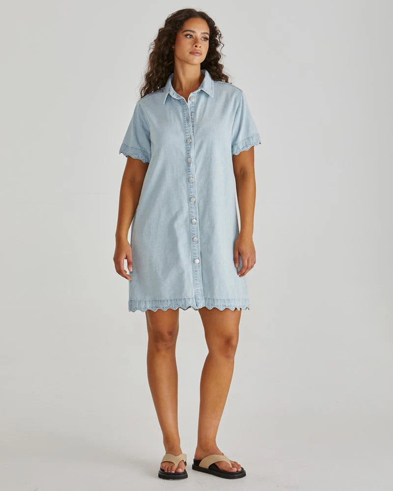 SASS - VALE SCALLOPED DENIM DRESS