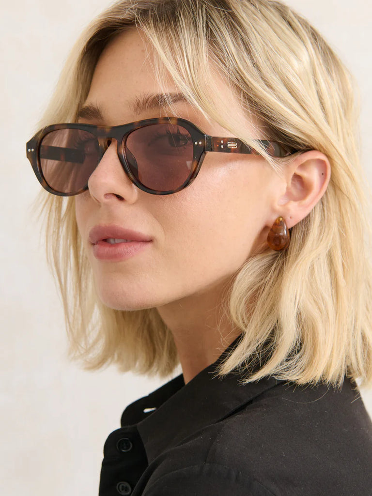 LUSTRE & SAGE - BLANC ROUND FRAME SUNGLASSES