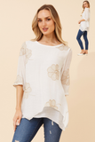 CKM - DOUBLE LINED EMBROIDERED TOP